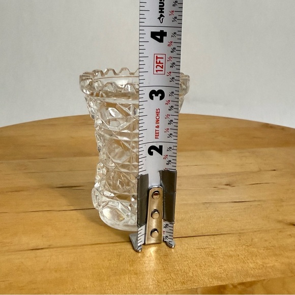 Vintage Cut Crystal Glass Hexagonal Sawtooth Toothpick/ Matchstick Holder Vase - Picture 5 of 7